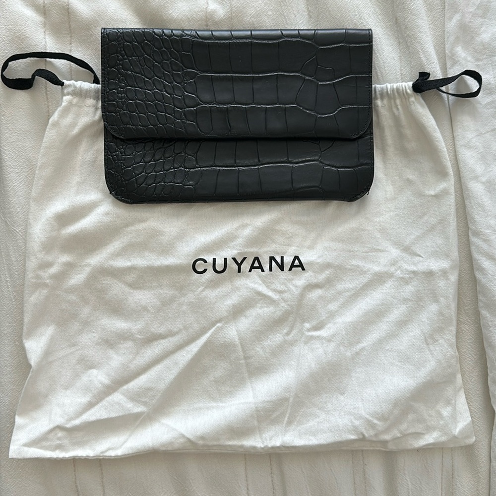Cuyana Black Croc Clutch